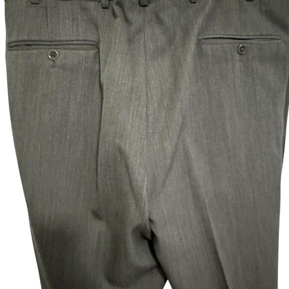 Brooks Brothers Gray Dress Pants Smooth Wool Cuffed Pleated Gray Mens 36 x 30.5 - Picture 12 of 15
